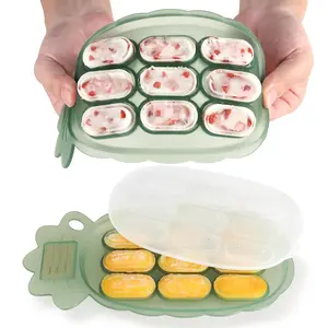 Silicone Nibble Freezer Tray -Breastmilk Teething Popsicle Mold - Baby Fruit Food Feeder Teether Tray - Baby Food Maker - Ice Cube Tray - 4 Months+ Babies - BPA Free Silicone -Green