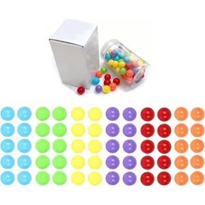 60pcs Chinese Checker Game Replacement Balls,6 Solid Color 14mm Acrylic Marbles for Marble Run, Aggravation Traditional Games