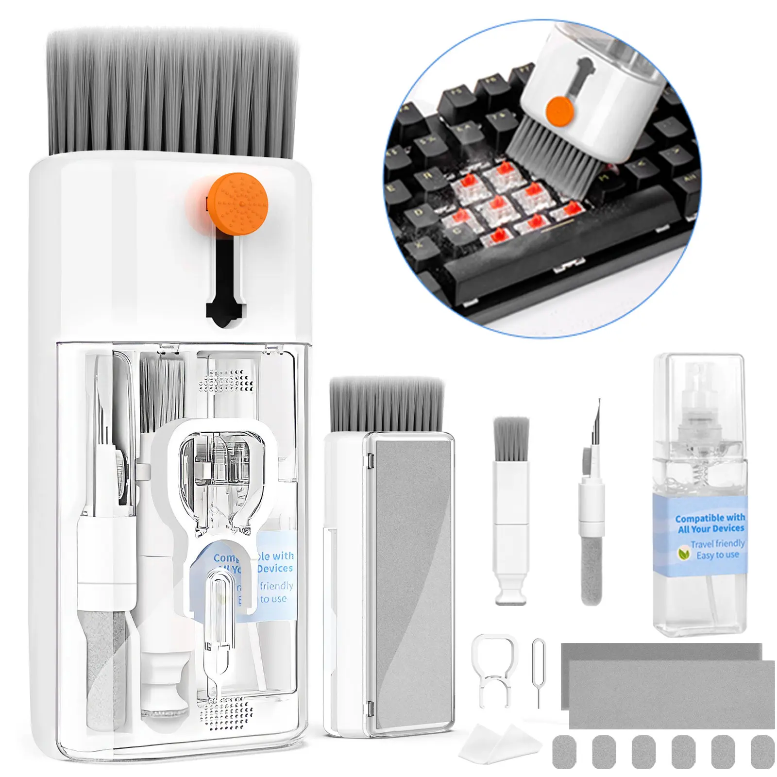 Multi-Function Cleaning Tool, All-In-One Keyboard Screen Cleaner Kit, Ideal for Electronics, Laptops, Headphones, Gaming Enthusiasts, Men's Gift