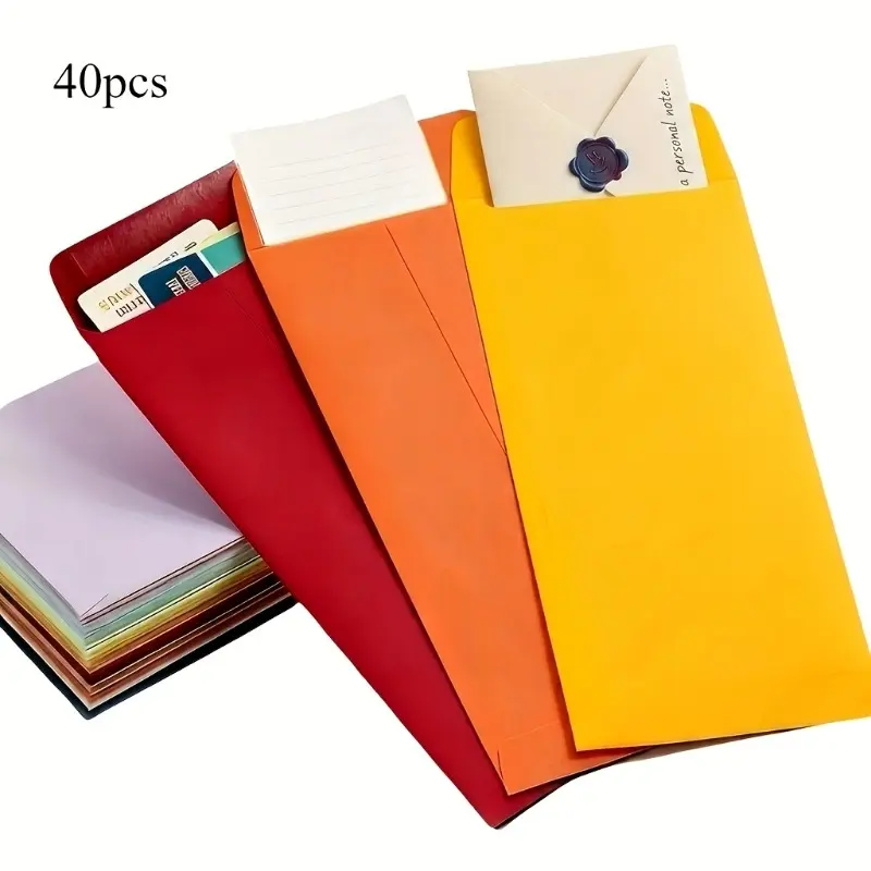 100Pcs Colored Self Seal Envelopes, Red Orange Yellow Green Purple Pink Clear, Cash Budget Envelopes for Mailing, Gift Card, Document & Paper Storage