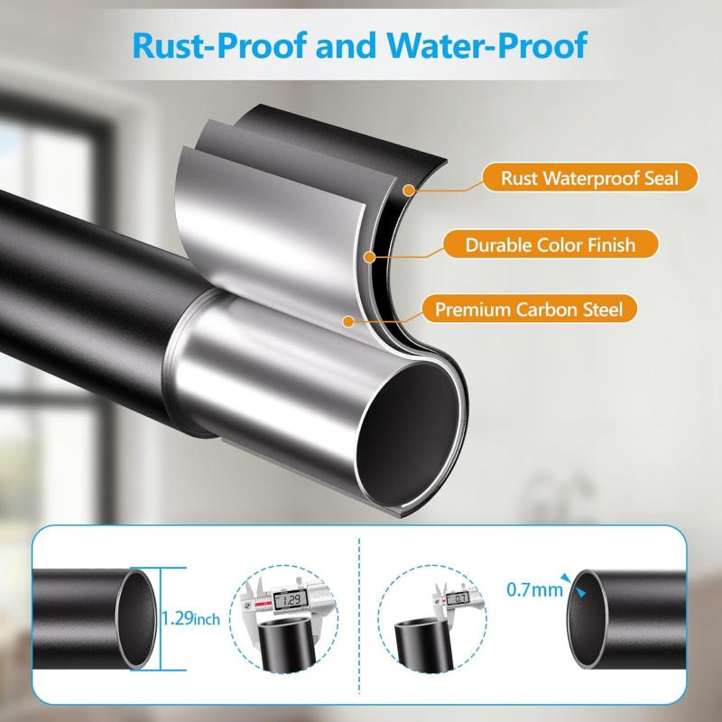 Tension Curtain Rods No Drilling, Extra Long Tension Rod 41-139 Inch, Heavy Duty Shower Curtain Rod for Outdoor Patio Bathroom Windows Room Divider, Adjustable, Anti