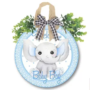 Welcome Sign for Babies and Elephants, 11.8*11.8 Inch Multiple styles Wooden Wall Decor, Hospital and Home Decoration, Craft Decor for Any Room, Living Room Decor, Home Decor Products