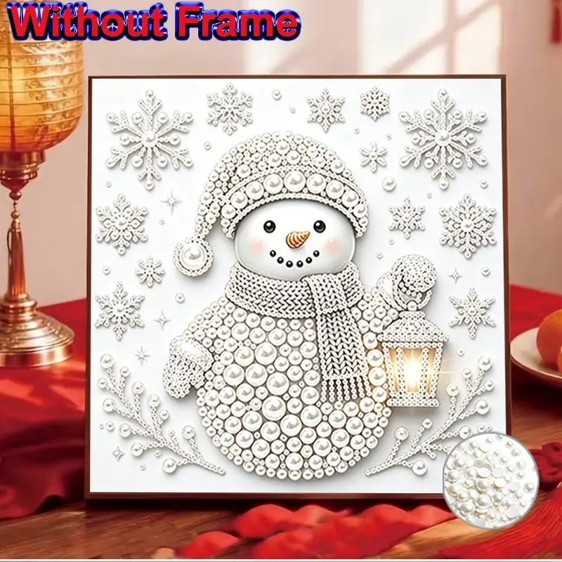1pc 5D DIY Pearl Diamond Painting Kit, Christmas Snowman Design, Stress Relief Craft Set, Holiday Decor for Home Office, Unframed, DIY Diamond Arts