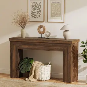 2026 New Arrival Multi Purpose Huuger 54 Inch Entryway Table, Retangular Console Table, Farmhouse Sofa Table Behind the Couch, Long for Entrance, Hallway, Foyer, Living Room, Rustic Brown