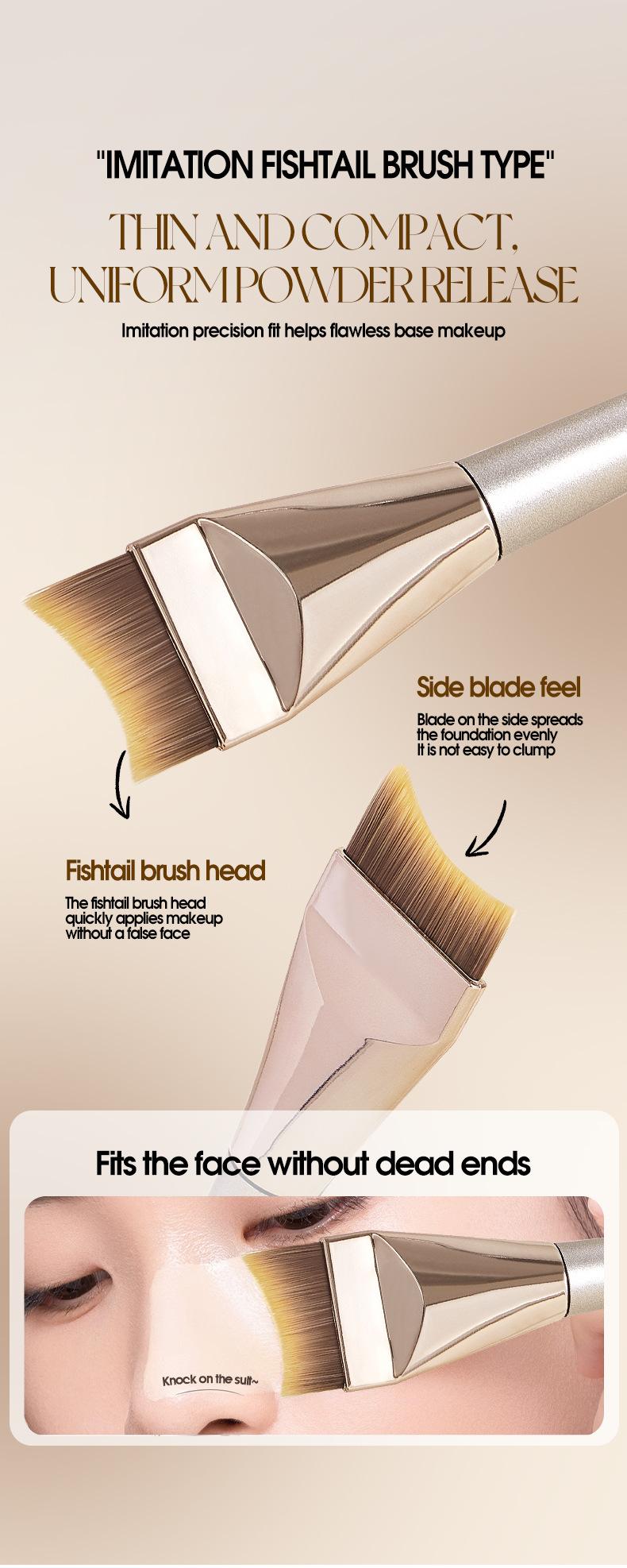 New popular seamless crescent foundation brush, non-absorbent foundation concealer brush, flat-head liquid foundation makeup brush