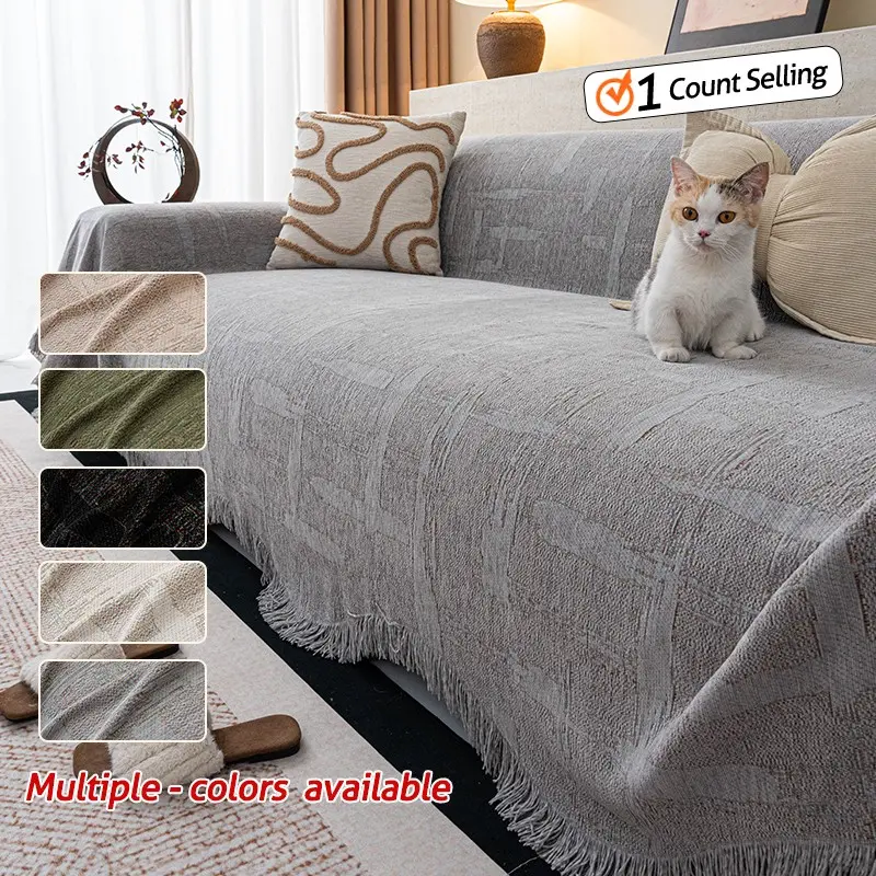 1pc Thick Chenille Sofa Cover, Pet-Friendly, Non-Slip, Suitable for 2/3/4-Seater Sofas, Modern Home Decor, All Seasons, Reusable