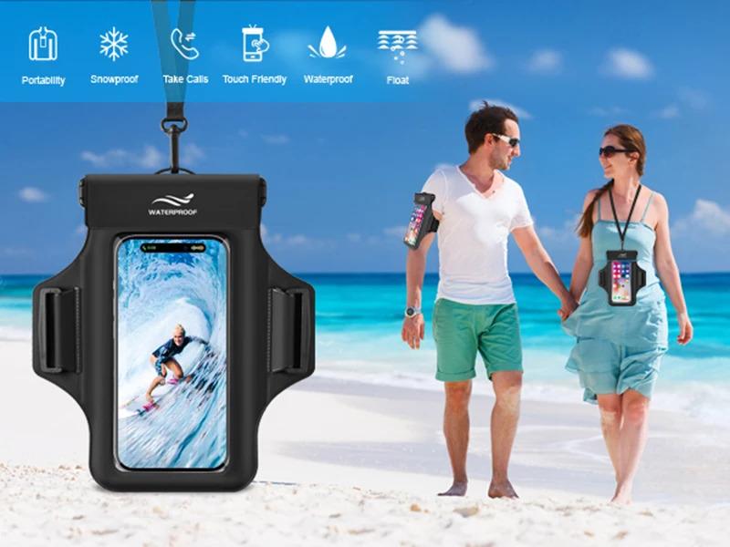 Armband Mobile Phone Waterproof Pouch For iPhone 17 16 15 14 13 12 Pro Max 15 Plus Swimming Surfing Diving Arm Phone Bag