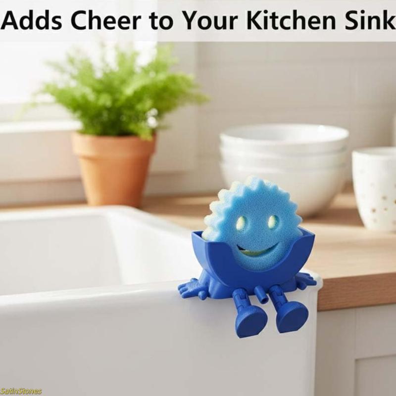 1-Pack Fun Kitchen Sink Sponge Holder — Hanging Design with Drainage Holes, Compatible with Scrub Daddy Sponges, Cute 3D-Printed Organizer