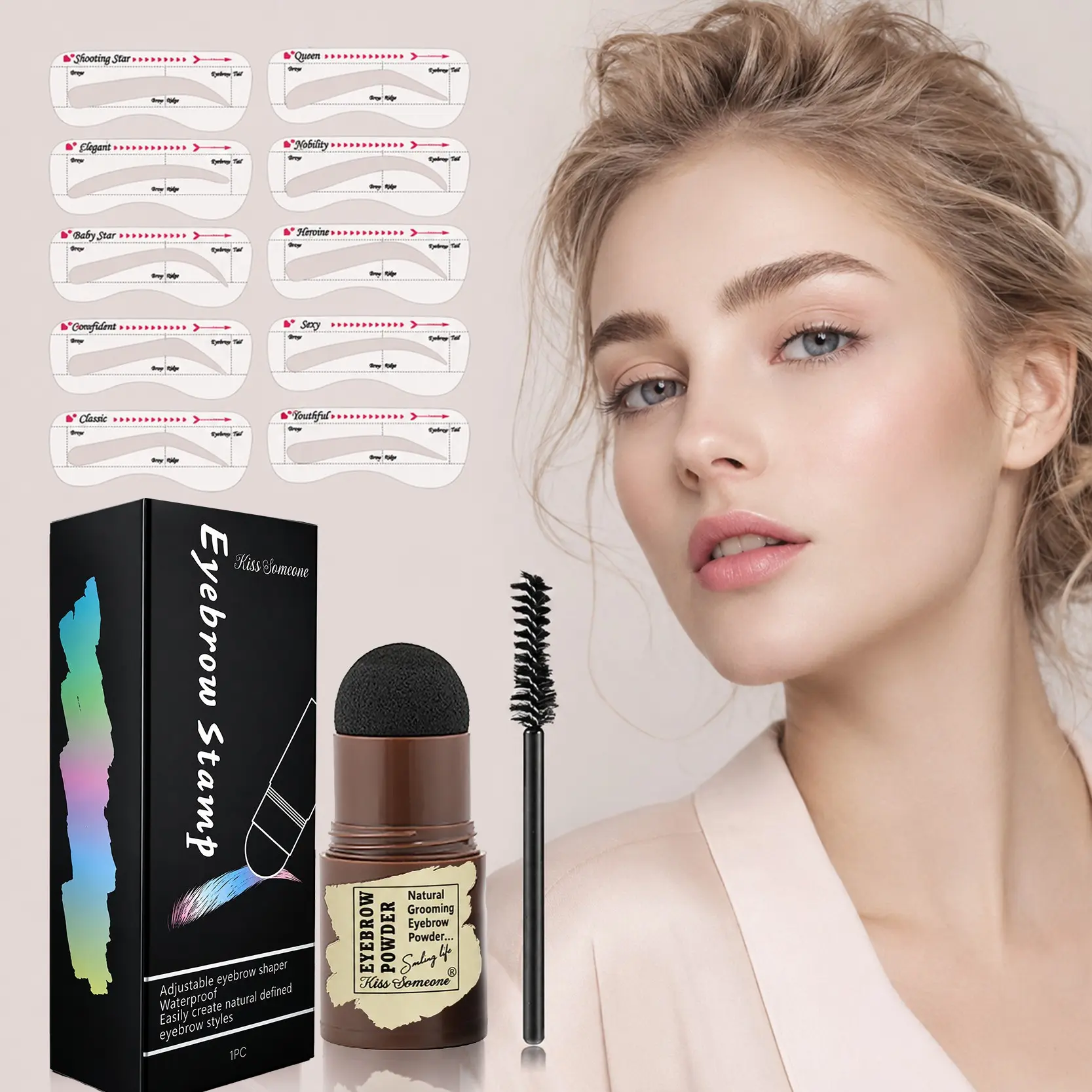 Brow Eyebrow Powder Set, Natural Waterproof Makeup Shadow Kit, Brow Powder and Hairline Powder Combo, Lazy Person's Beauty Essentials, Everyday Brow Set