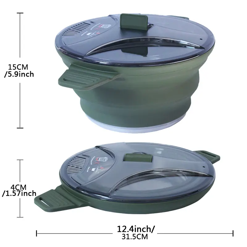 [Food Grade Silicone Camping Cookware] Portable Outdoor Camping Cookware Folding Pot Food Grade Silicone Suitable for Outdoor Camping, Travel, Hiking