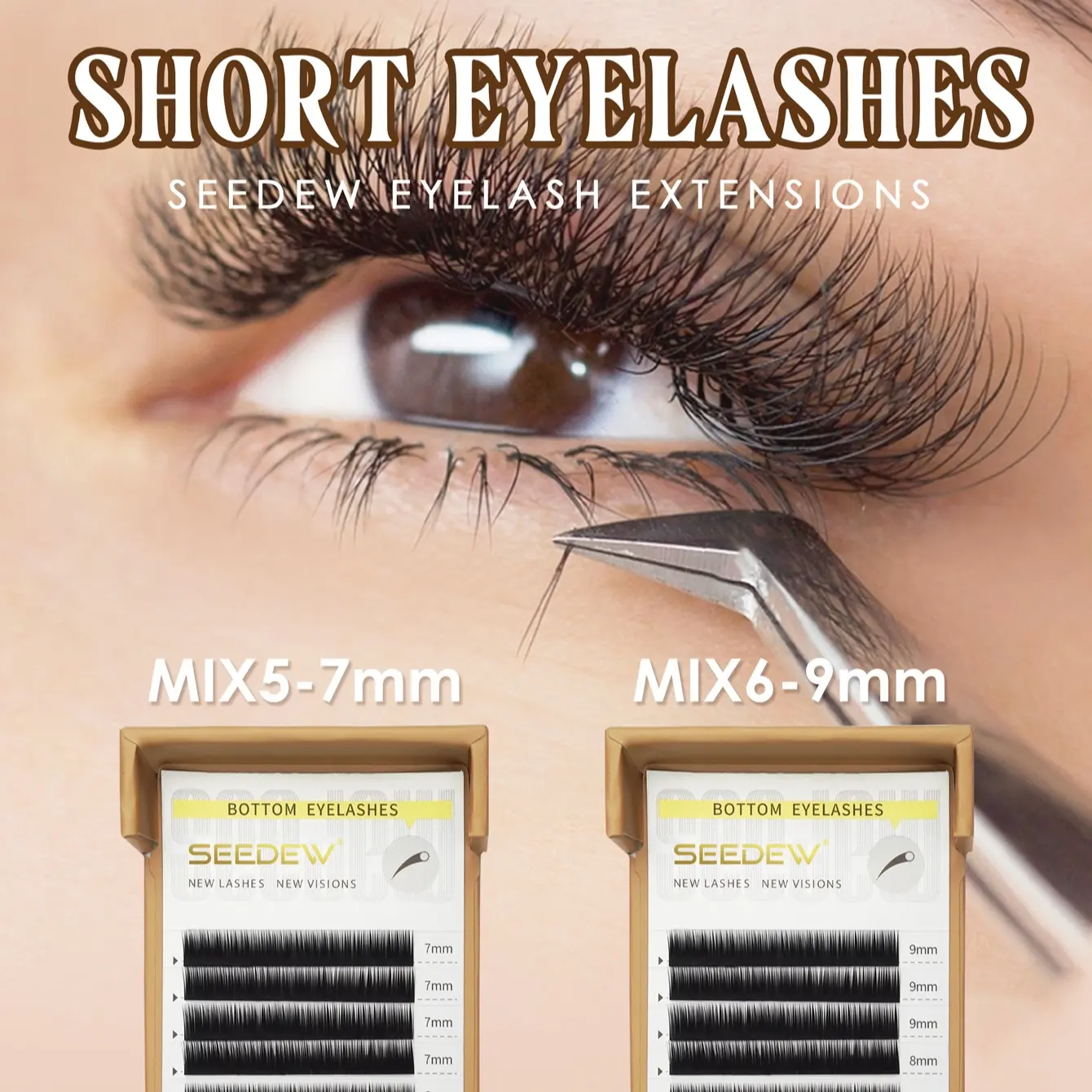 Seedew 12Rows/Tray Lower Lashes 0.10mm Bottom Short Eyelash J/B Curl Mix Length Single False Eyelashes, Naturally Curly Lower Lashes, Eye Makeup Products For Women