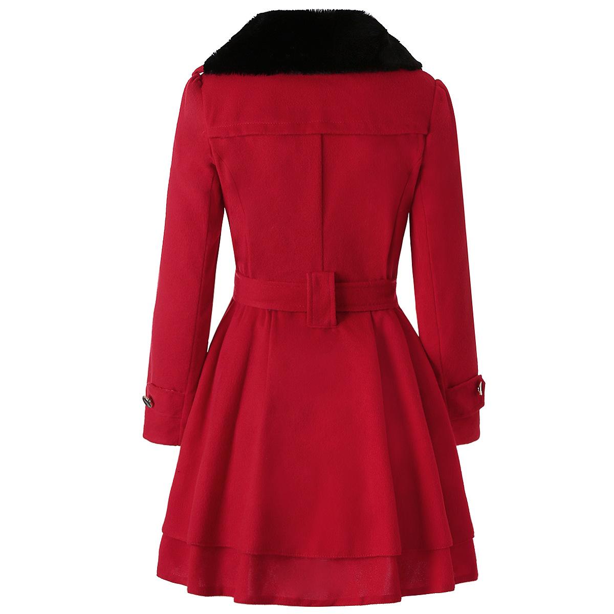 BIGWIG women's autumn and winter classic long wool trench coat with belt, casual office wear, business jacket, double-breasted lapel winter scalloped hem jacket, long trench coat parka, autumn and winter fashion retro style BIGWIG women's autumn and winter classic long wool trench coat with belt, casual office wear, business jacket, double-breasted lapel winter scalloped hem jacket, long trench coat parka, autumn and winter fashion retro style