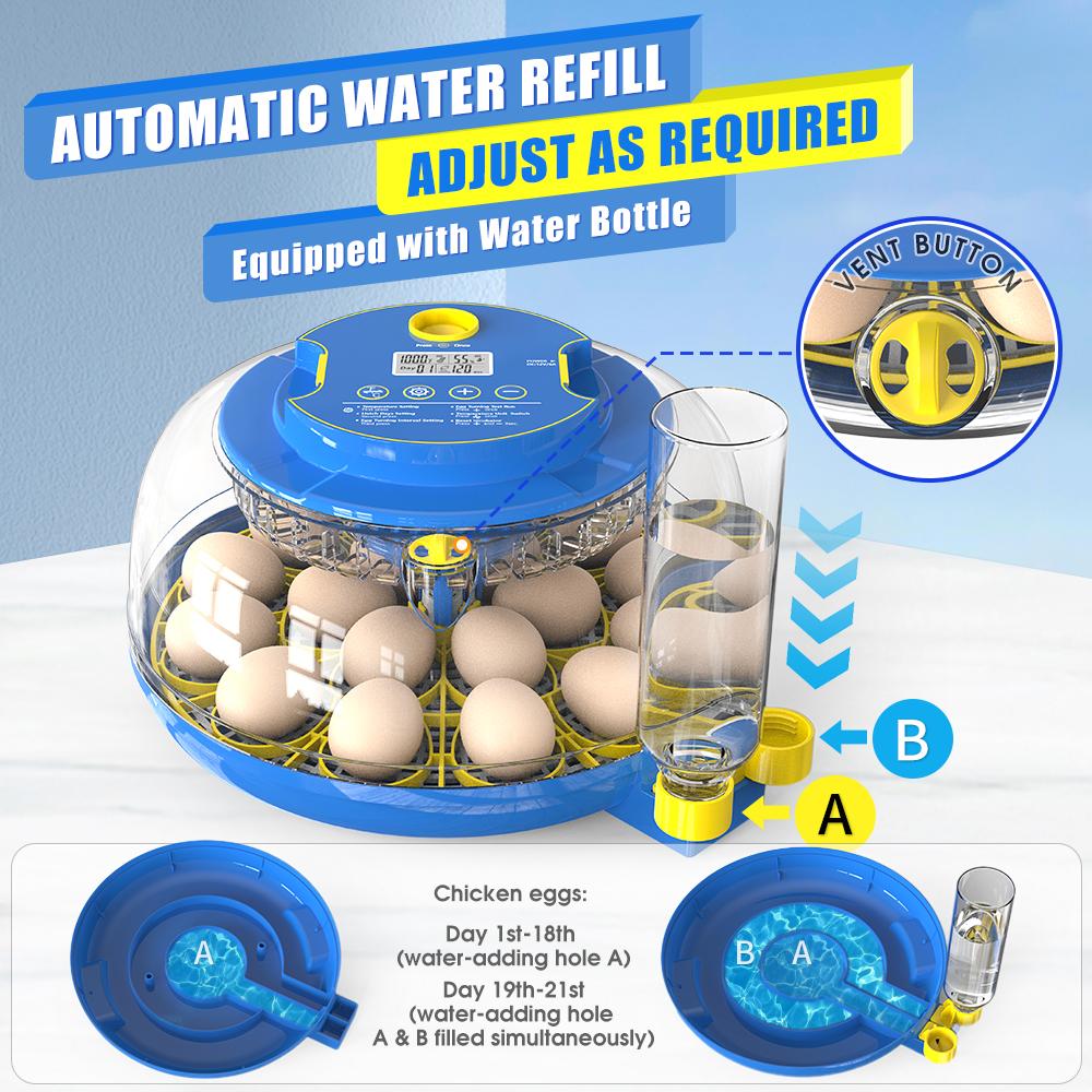 18 Eggs Incubators for Hatching Eggs,  Egg Incubator with Automatic Egg Turning and Temperature Control Humidity Display, Incubator for Chicken Eggs with Adapter,