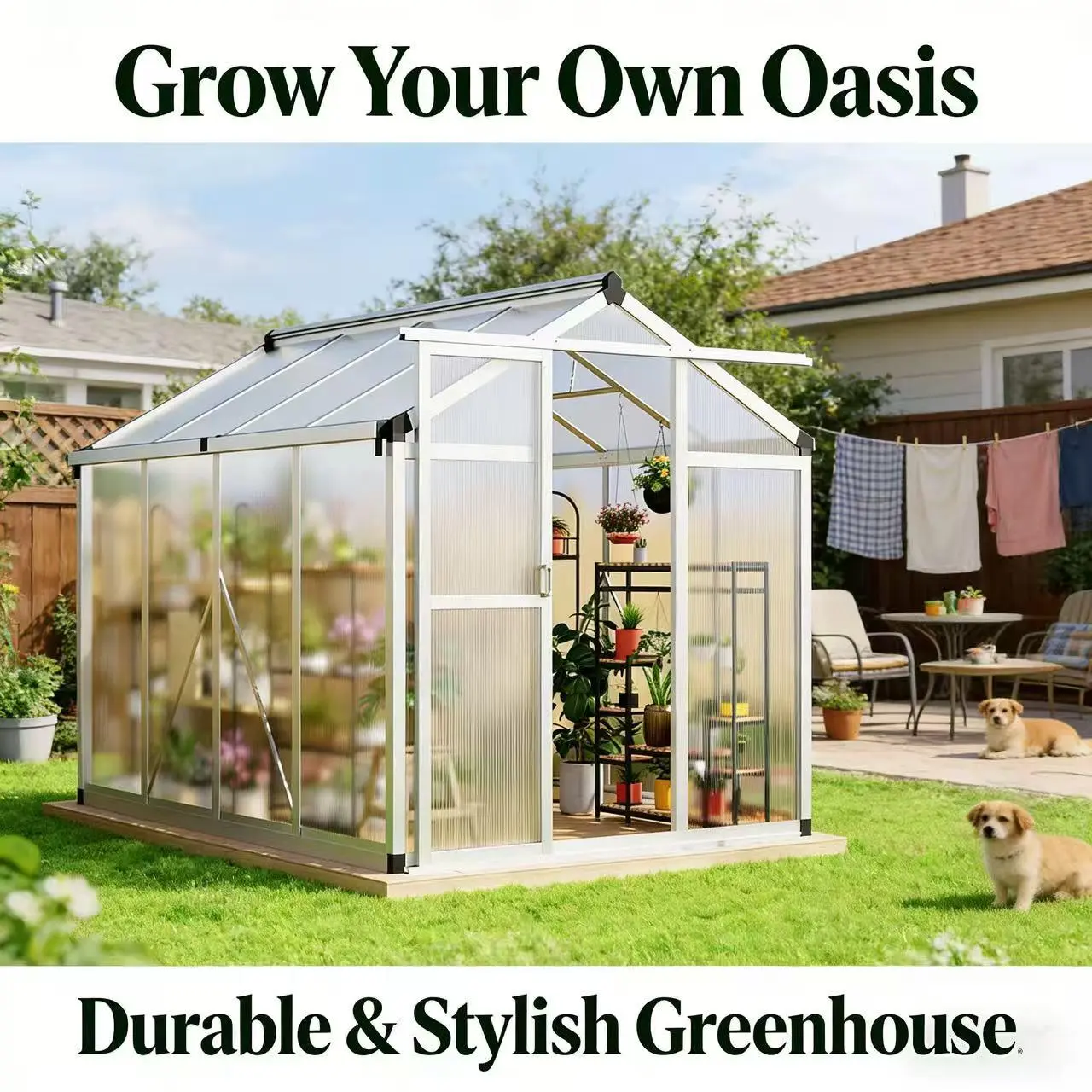 LH-Beautiful photo tent, for picnic, travel, garden decoration,Silver 6x8 Ft Outdoor Greenhouse, Aluminum Greenhouse with Roof Vents, Heavy Duty Polycarbonate Greenhouse,Durable Greenhouse Easy to Install, Large Walk-In Greenhouse for Backyard, Patio