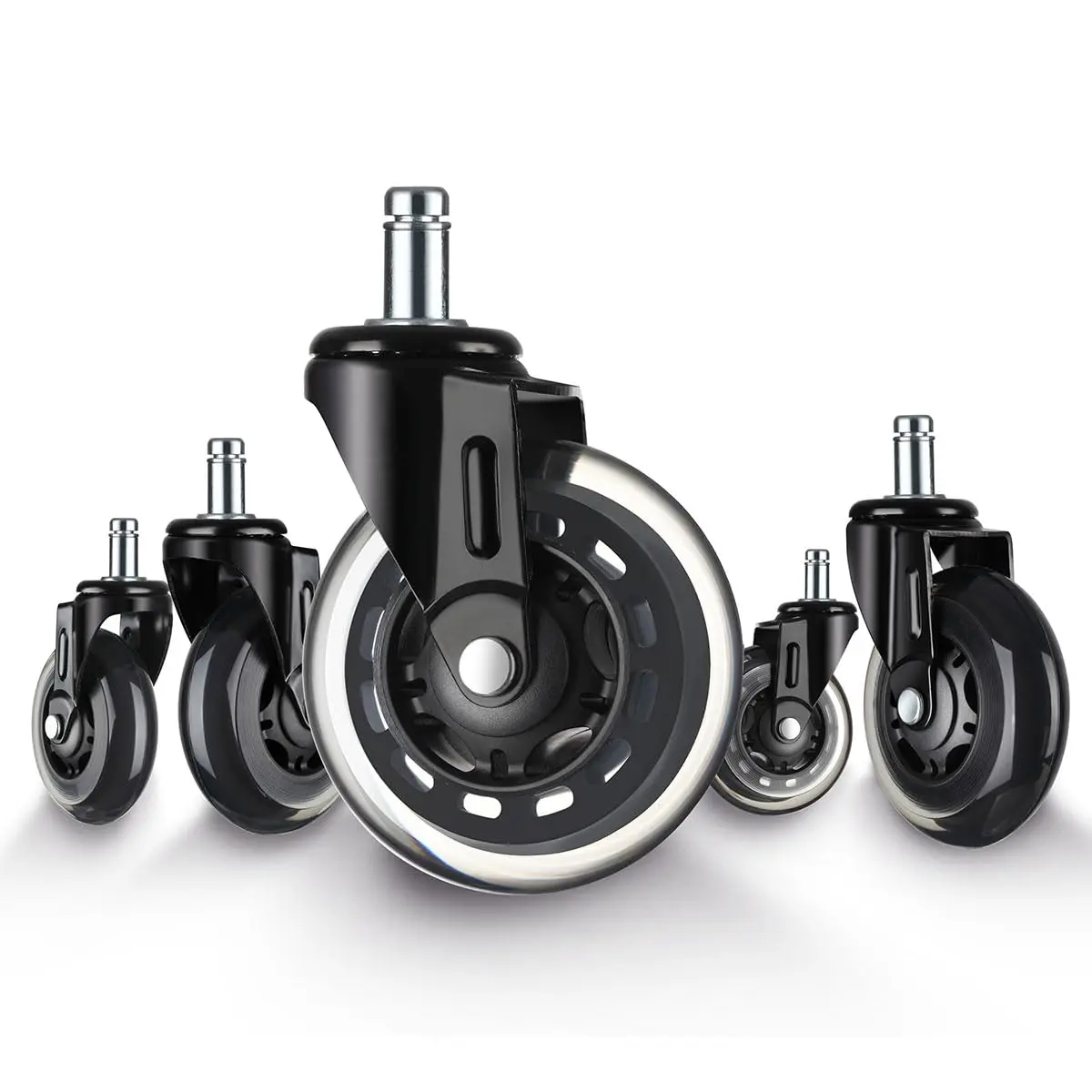 Office Chair Wheels -2" Caster Wheels Office Chair Wheel  - Set of 5, Heavy-Duty Chair Casters Suitable for Hardwood Floors and Carpets, Achieving Scratch Free, Smooth & Silent