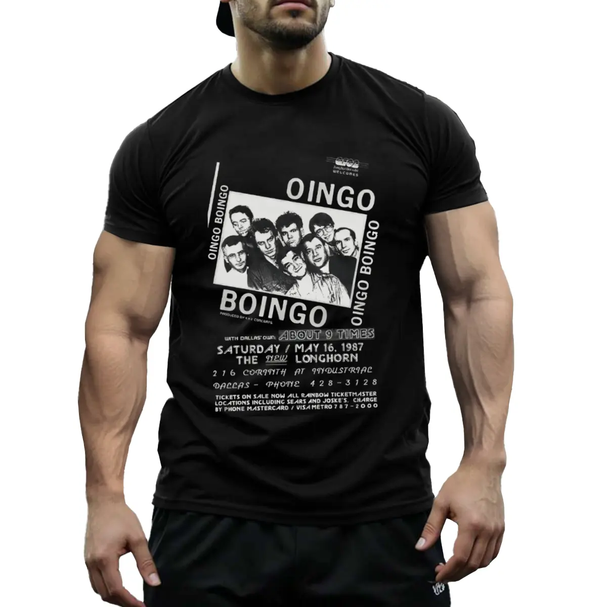 Oingo Boingo Vintage 1987 Concert T-Shirt - Black Band Graphic Tee with Geometric Design, Regular Fit Casual Shirt for Men (Sizes S-3Xl), Rock and Roll T Shirts, Allseason Apparel, Classic Round Neckline, Nontransparent Material, Music Fan Apparel, Retro