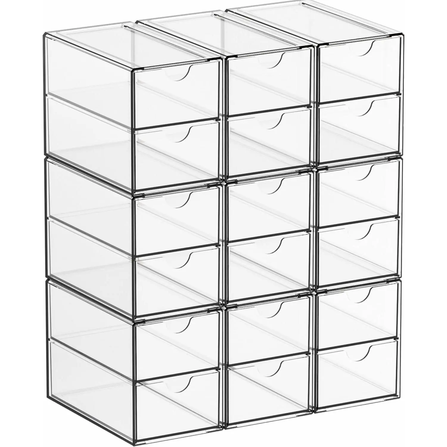 9 Pack Small  Drawers With 18 Drawers,Clear Drawer Organizers Stackable,School,Office Supplies Organizer And Storage Bins for Stationery,Pen,Pencil,Craft,Glasses,Sunglass Organizer Case