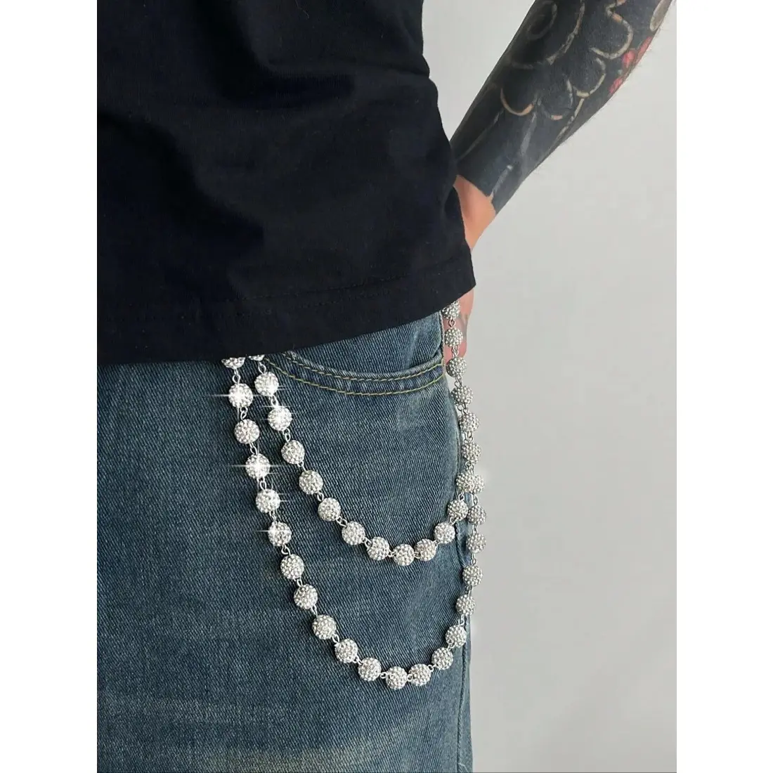 Stylish Multi-Layer Rhinestone Chain Waist Chain for Men, Unique Body Chain Accessory, Ideal for Pant Decoration