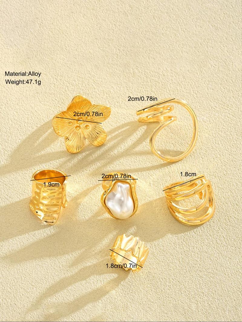 Women's Exaggerated Flower & Geometric Design Cuff Rings, Boho Style Rings, Elegant Exaggerated Stacking Rings, Fashion Jewelry for Party, Daily Clothing Decor, Trendy All-match & Exquisite Jewelry for Birthday Gift