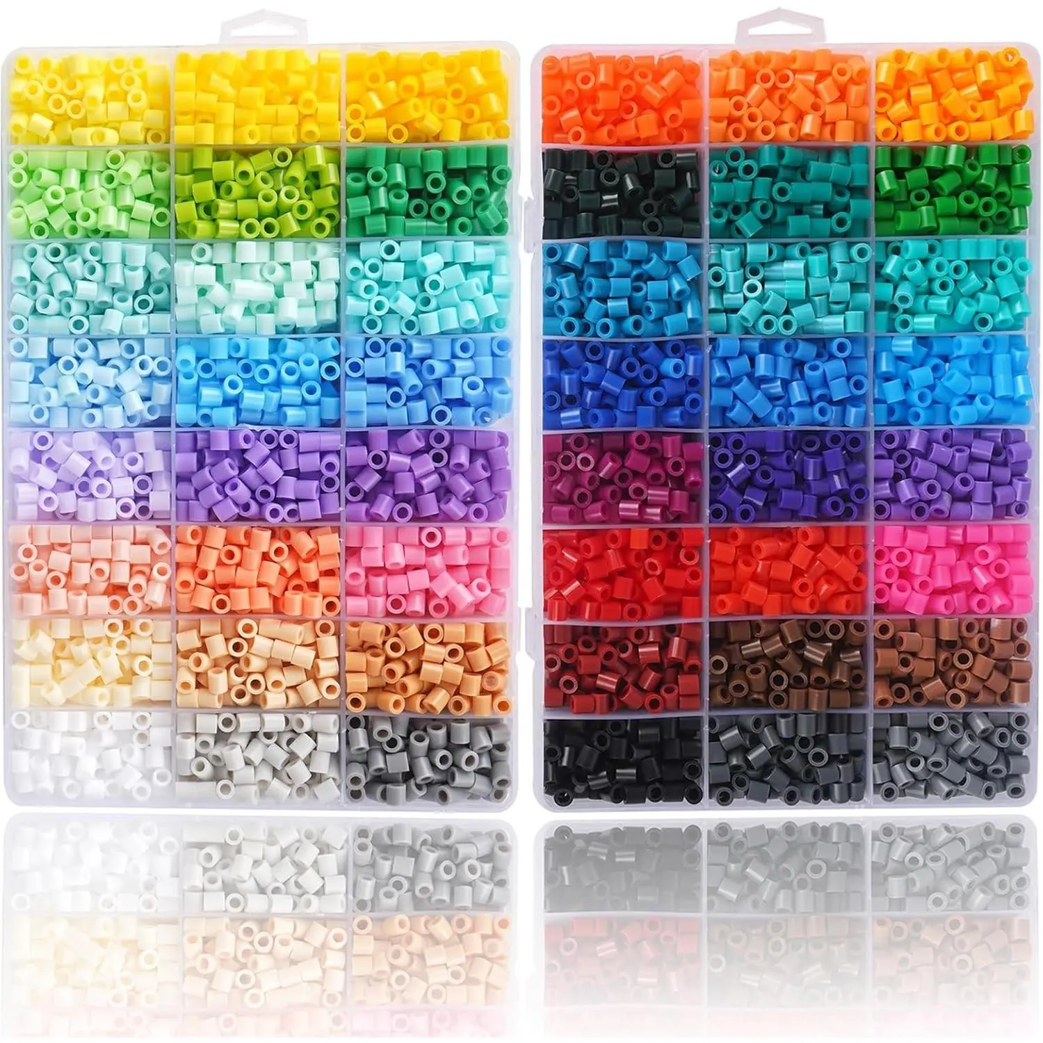 Craft Supplies Beads Set, 48 Colors 9600 Fuse Melty Beads, Perler Compatible, Hama Compatible