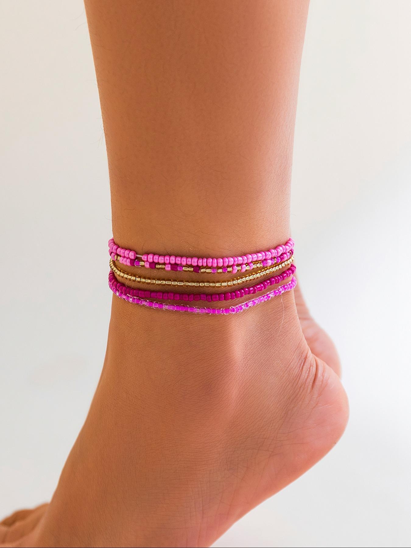 Boho Style, Boho Chic Beaded Decoration Colorful Anklet for Women & Girls, Teenage Girl Jewellery Accessories, Gifts for Girlfriend, Fashion Decoration Jewelry for Party, Daily Clothing Decor, Daily Wear