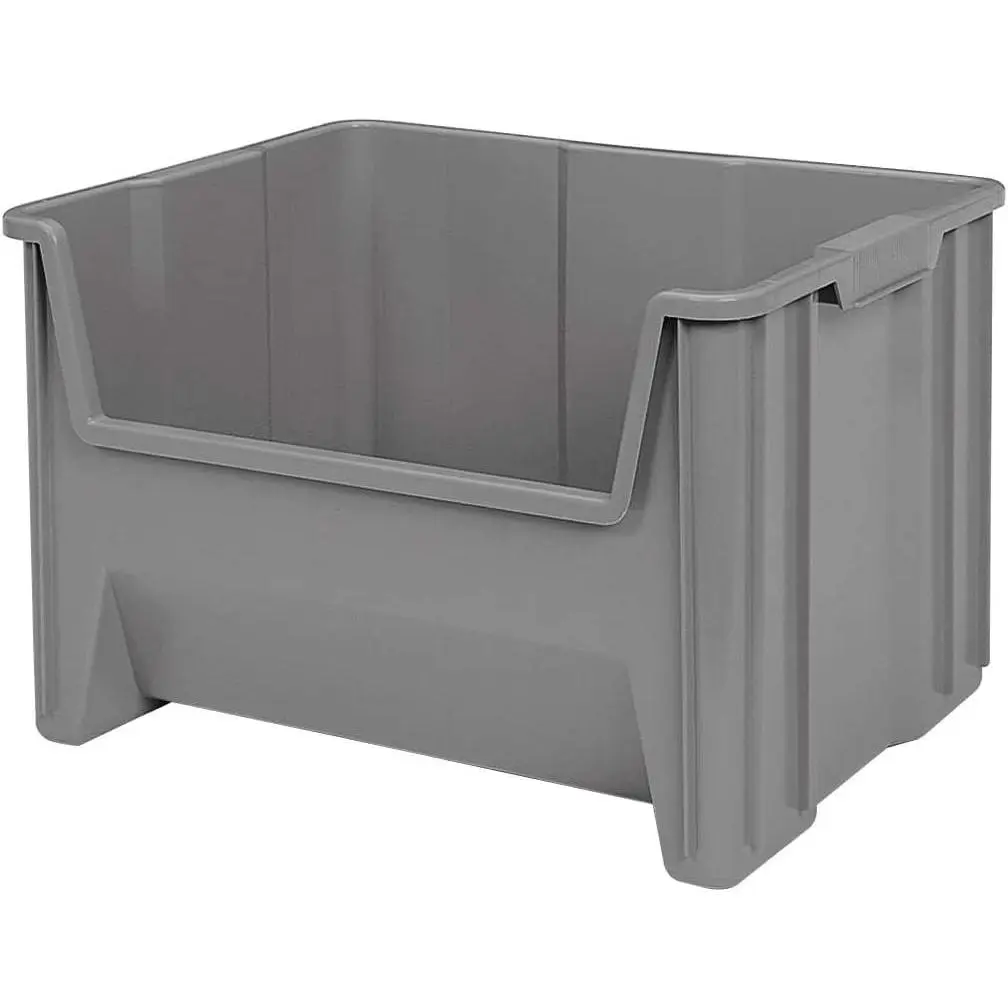 13017 Stak-N-Store Stackable Storage Bins, Heavy Duty Garage Storage Containers, Open Front Plastic Organizer for Tools, Shelves, Closet Organizer, 15" x 20" x 12-1/2", Grey, 3-Pack