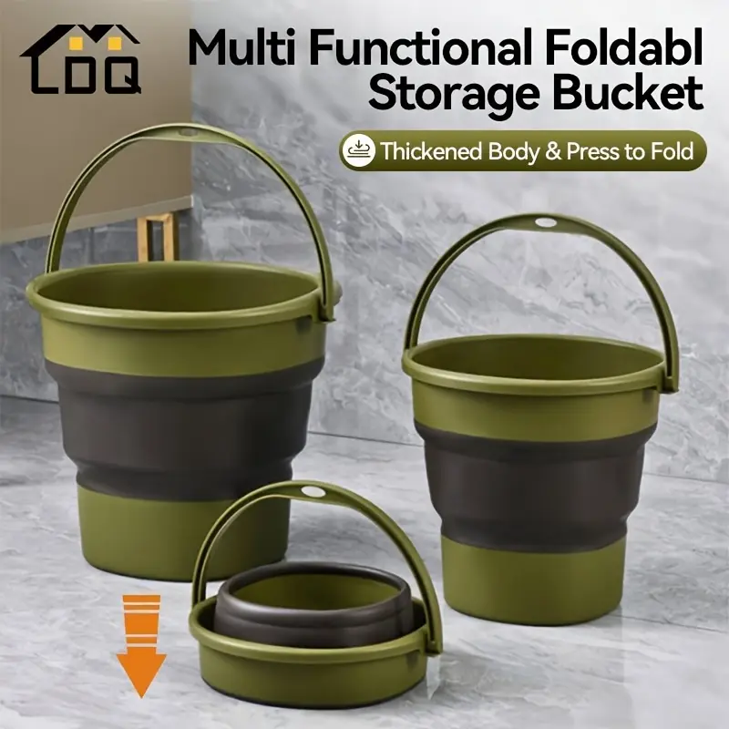 [Foldable Leak-Proof Bucket] LDQ Multifunctional Large-Capacity Foldable Bucket Storage Bucket, Space-Saving, 5L/9L/17L, Durable PP, Suitable for Boat Cleaning, Outdoor Camping, Self-Driving Tours, Outdoor Fishing, Car Wash Bucket, Etc, Leak-Proof Portabl
