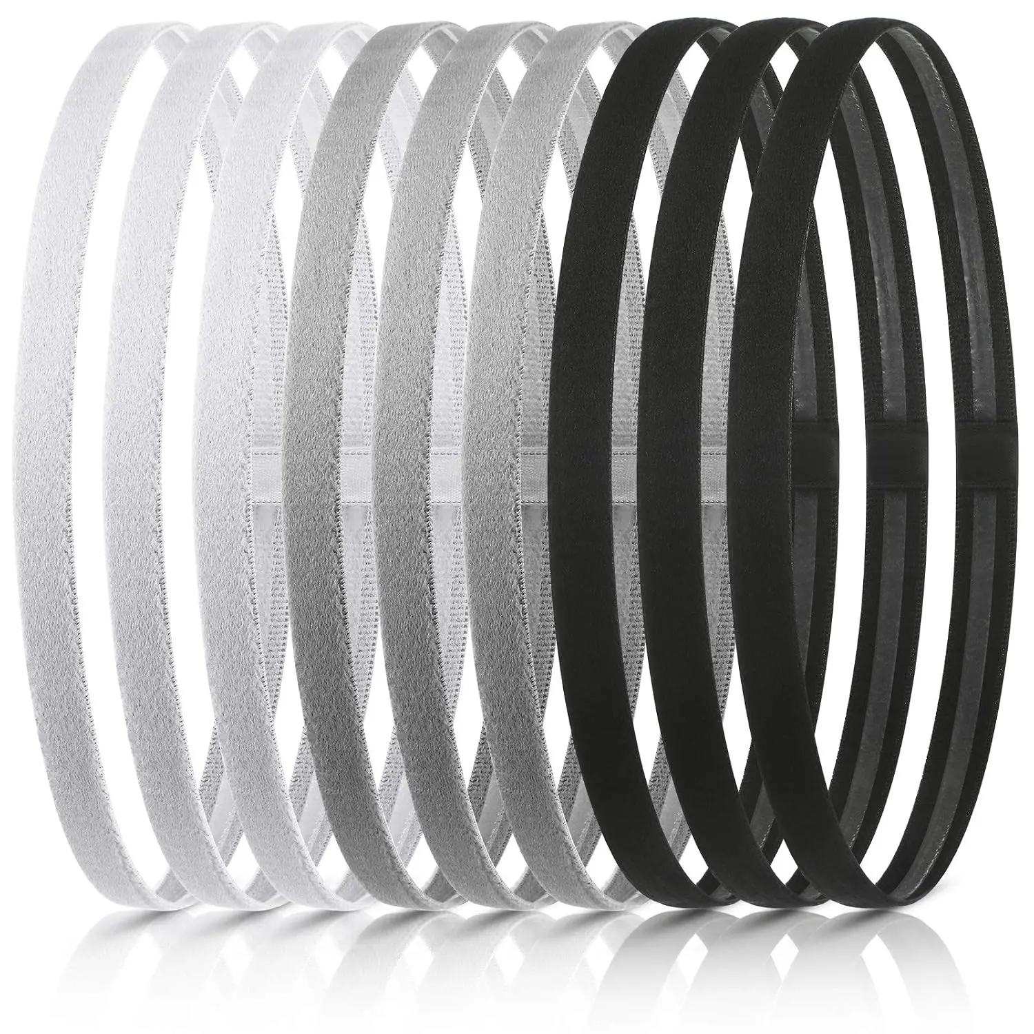 12 Pcs Thin Sport Elastic Headband Non Slip Skinny Athletic Exercise Hairband Women Men Silicone Grip Hair Sweatband Yoga Workout Running Football Basketball Soccer Tennis(Black, White, Grey)