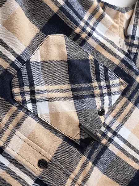 Men's Flannel Hooded Plaid Shirt Jacket, Casual Button-Down Long Sleeve Fashion with Pockets, Stylish Men's Outerwear, Menswear
