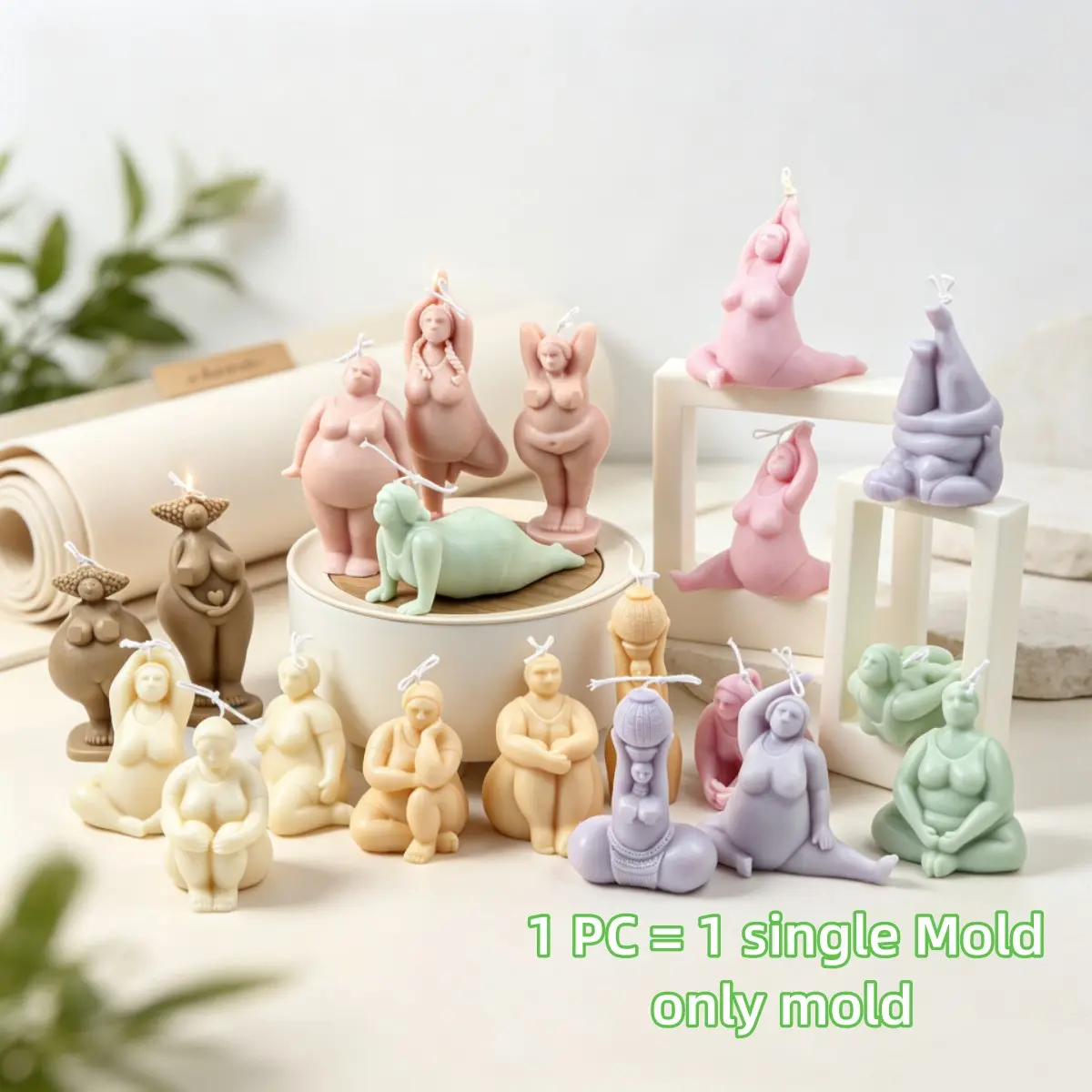 1PC 3D Yoga Pose Plump Women Candle Silicone Mold Female Figure Wax Statue Plaster Tool DIY Handmade Soap Tool Perfect for Home Decor and Gift Fragrance Diffuser Silicone Mold