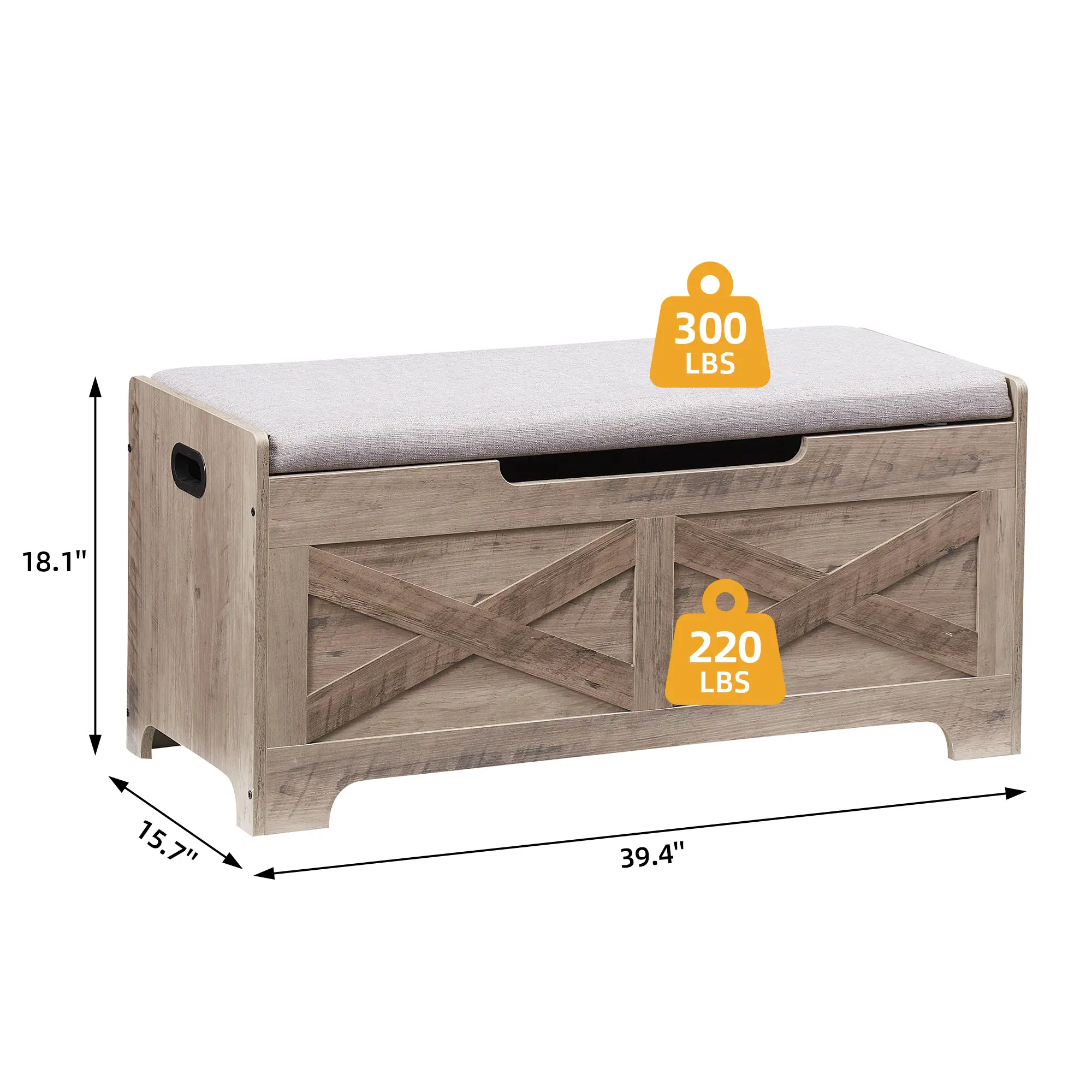 Vintage Farmhouse Wooden Shoe Storage Bench with Lift Top & Safety Hinges, Multi-Purpose Entryway Storage Chest, Easy Assembly Shoe Organizer Bench for Hallway, Living Room & Bedroom