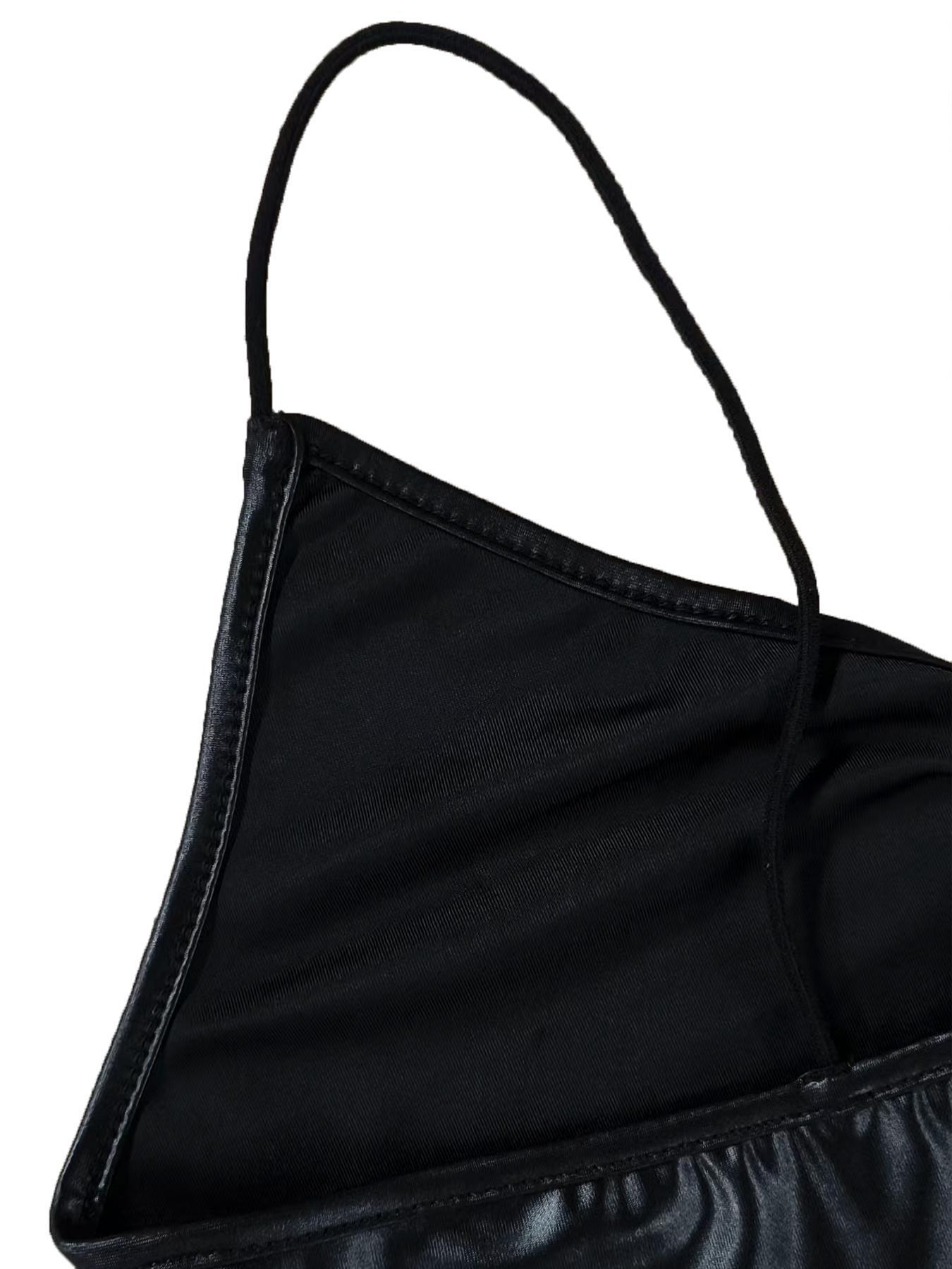 Women's Solid Color Contrast Lace Crop Cami Top, Casual Spaghetti Strap Crop Top for Summer, Fashion Women's Top for Daily Wear, Casual Tank Top