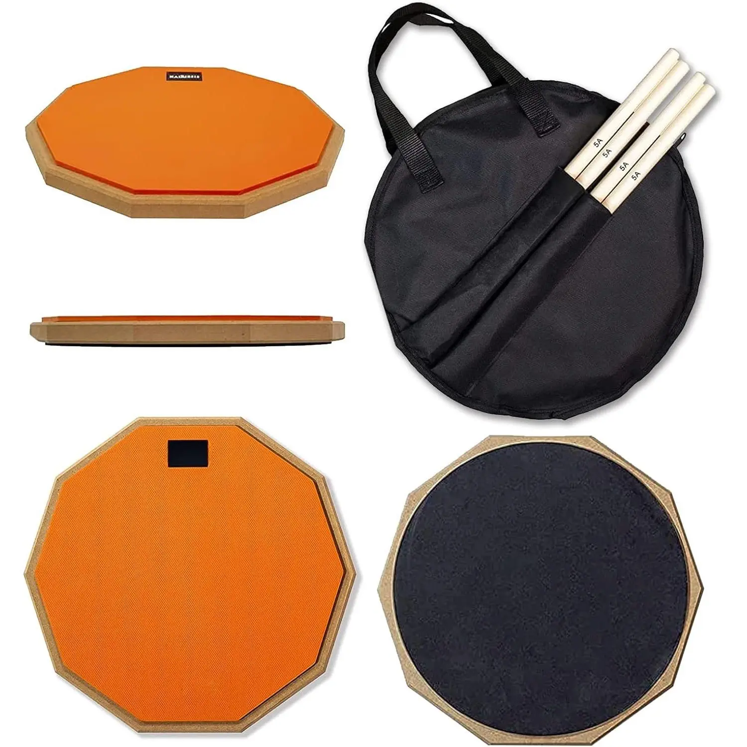 Snare Drum Practice Pad,12-Inch Practice Drum Pad,Double Sided Silent Drum Pad and Sticks,Drum Pads Carry Bag