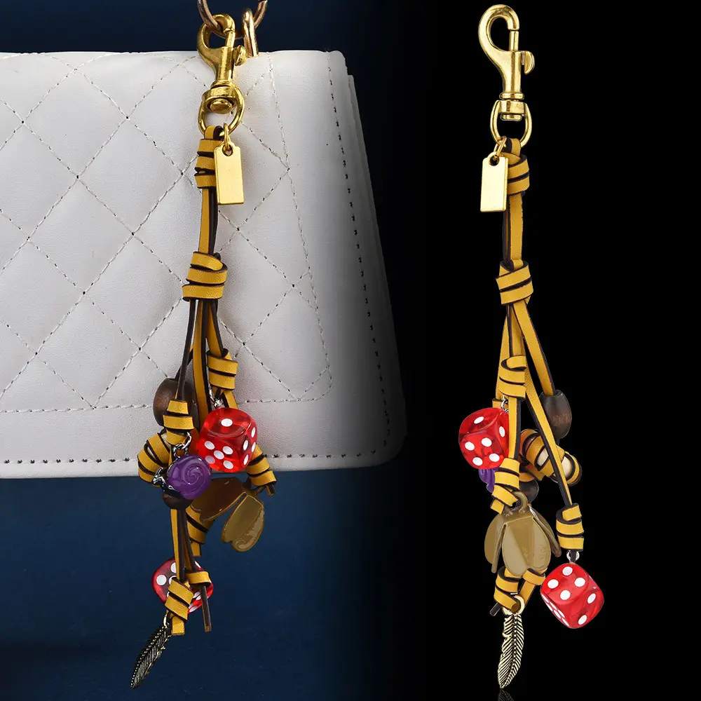 Hand Braided Leather Keychain With Flower And Snail Ornaments, Sturdy Rope Bag Charm Pendant For Ladies, Portable Decorative Hanging Accessory For Bags And Keys