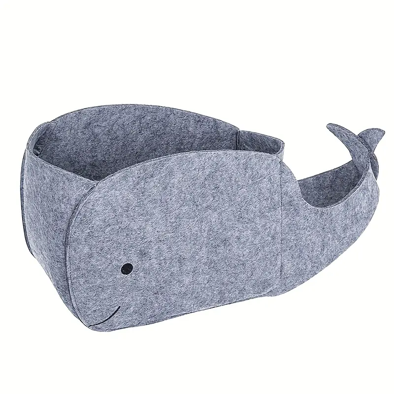 Storage Basket Felt Storage Bin Cartoon Whale Shaped Collapsible & Convenient with Handles Box Organizer for Home Bedroom Closet Babies Nursery Laundry Hamper, Shelf Baskets