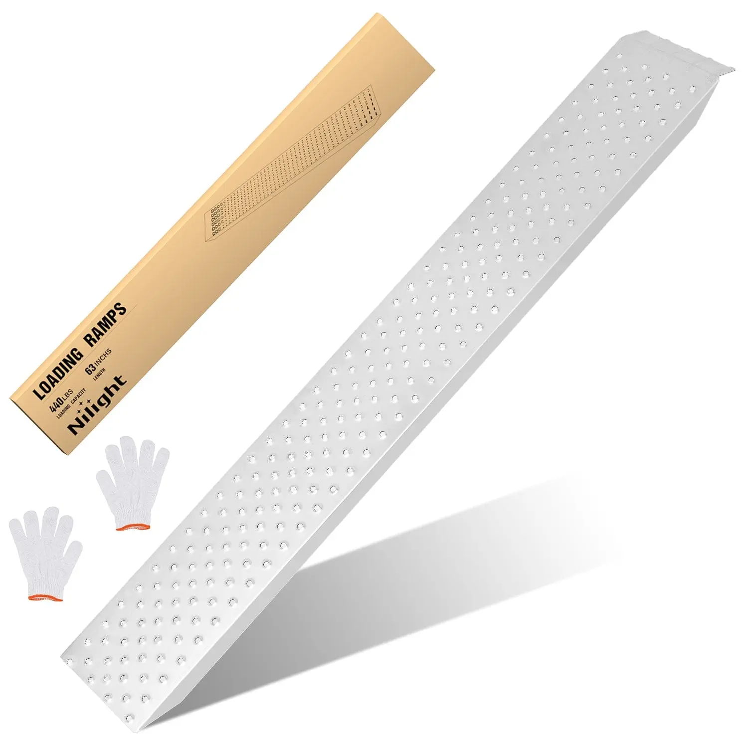 Nilight Heavy Duty Steel Loading Ramps, 62.6in x 9in, 440lbs per Pair Capacity, Anti-Slip Surface, Reinforced Top Plate, Tool-Free Setup for Bicycle, Motorcycle (1 Pack Pair)