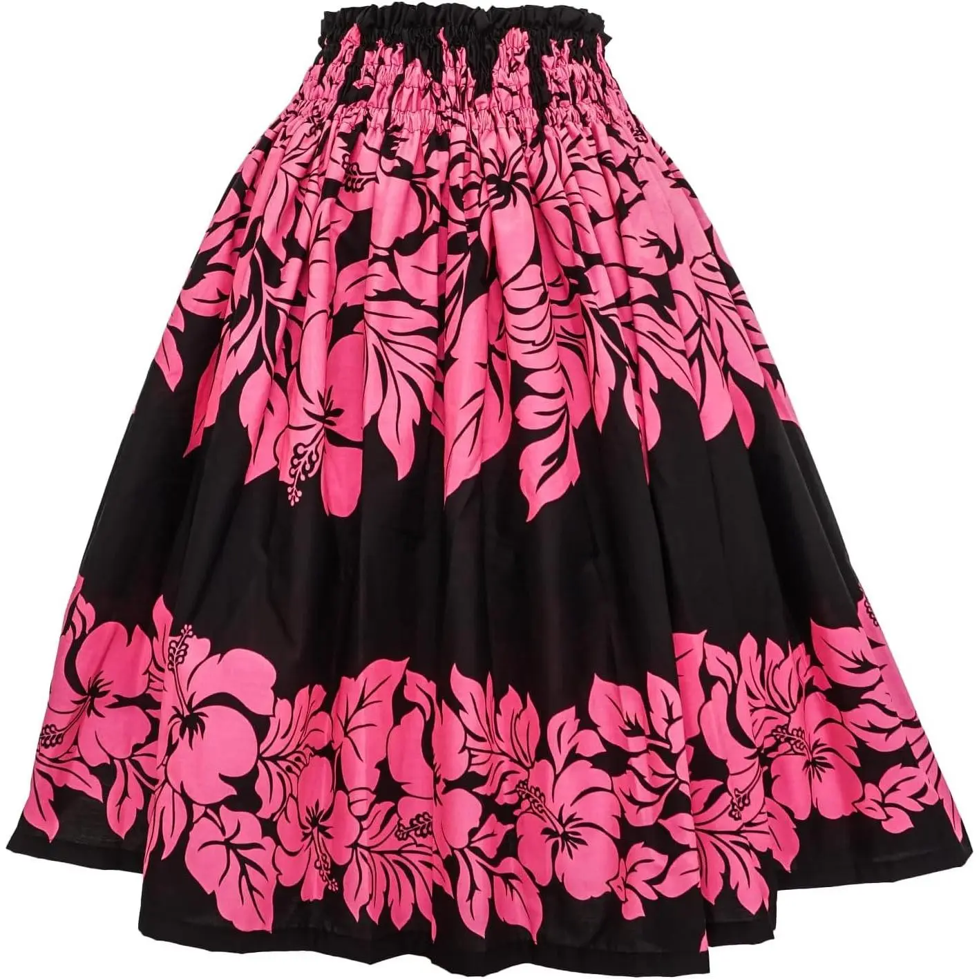 Border Print Hawaiian PAU Skirts - 29.1in Length - 3 Bands one Size with Adjustable Waist for Performances