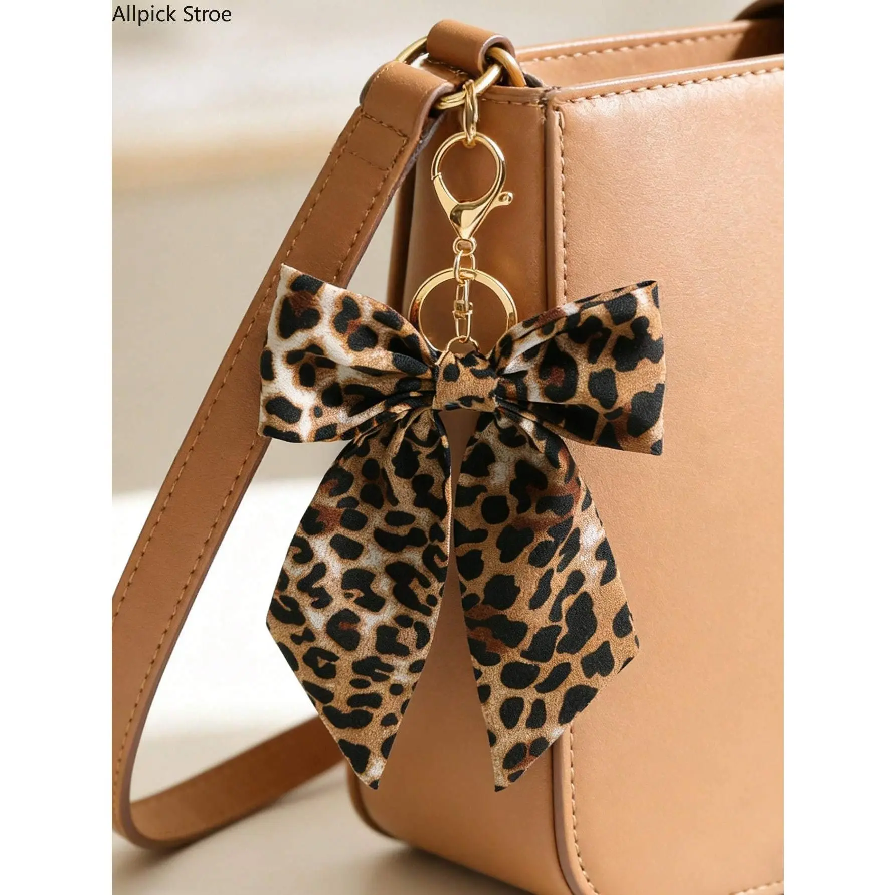 2-Pack Keychain & Bag Charm Set, Bohemian Leopard Print Bow for Women, Nylon with Zinc Alloy Clasp for Car Keys, 2Pc, Bow Print Charms & Twillies, Keychains For Women, Bow Knot