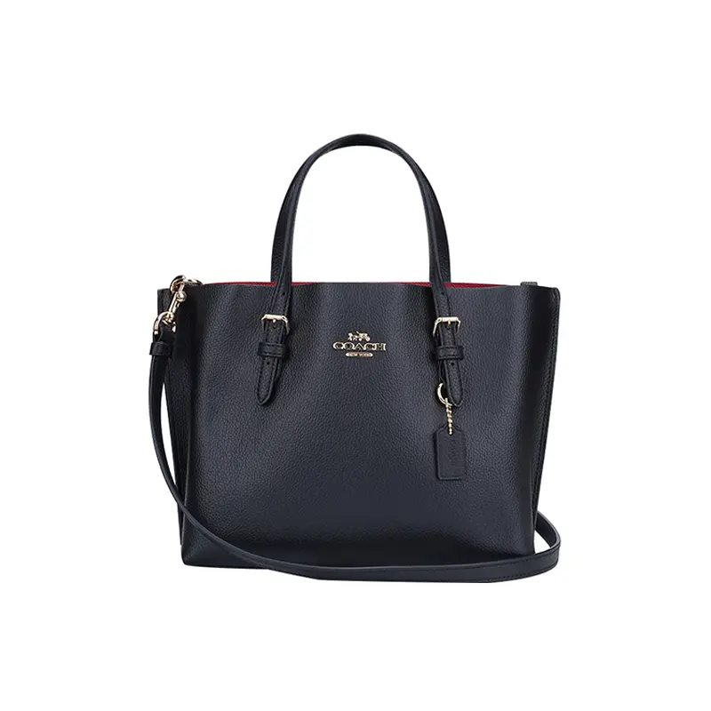 COACH Mollie Large-Capacity Leather Tote Bag for Women – Classic Black Shoulder and Crossbody Handbag
