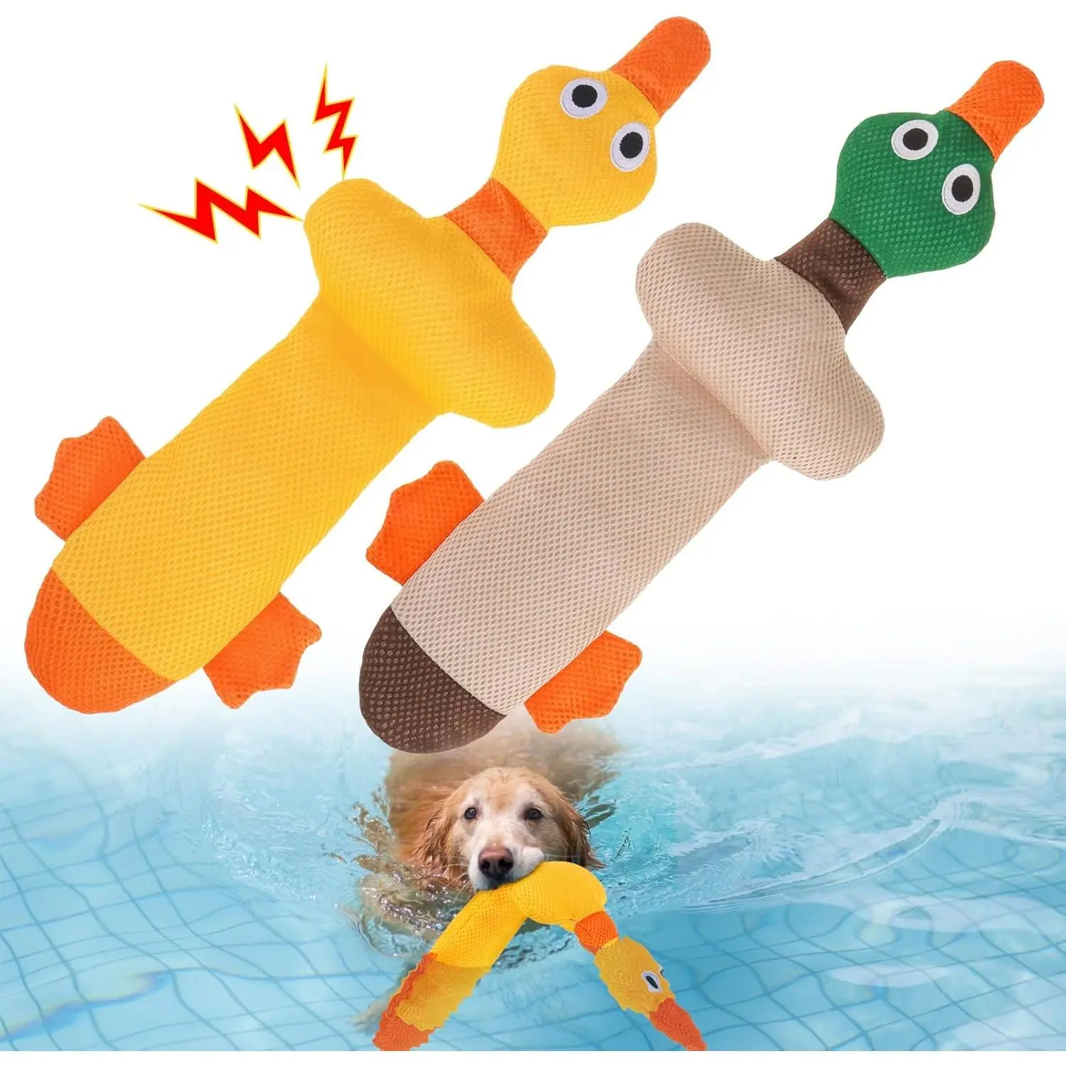 2 Pack Floating Dog Water Pool Toys - Squeaky Duck Design for Medium/Large Dogs, Ideal for Dock Diving & Fetch Training, Durable Summer Water Dog Toy