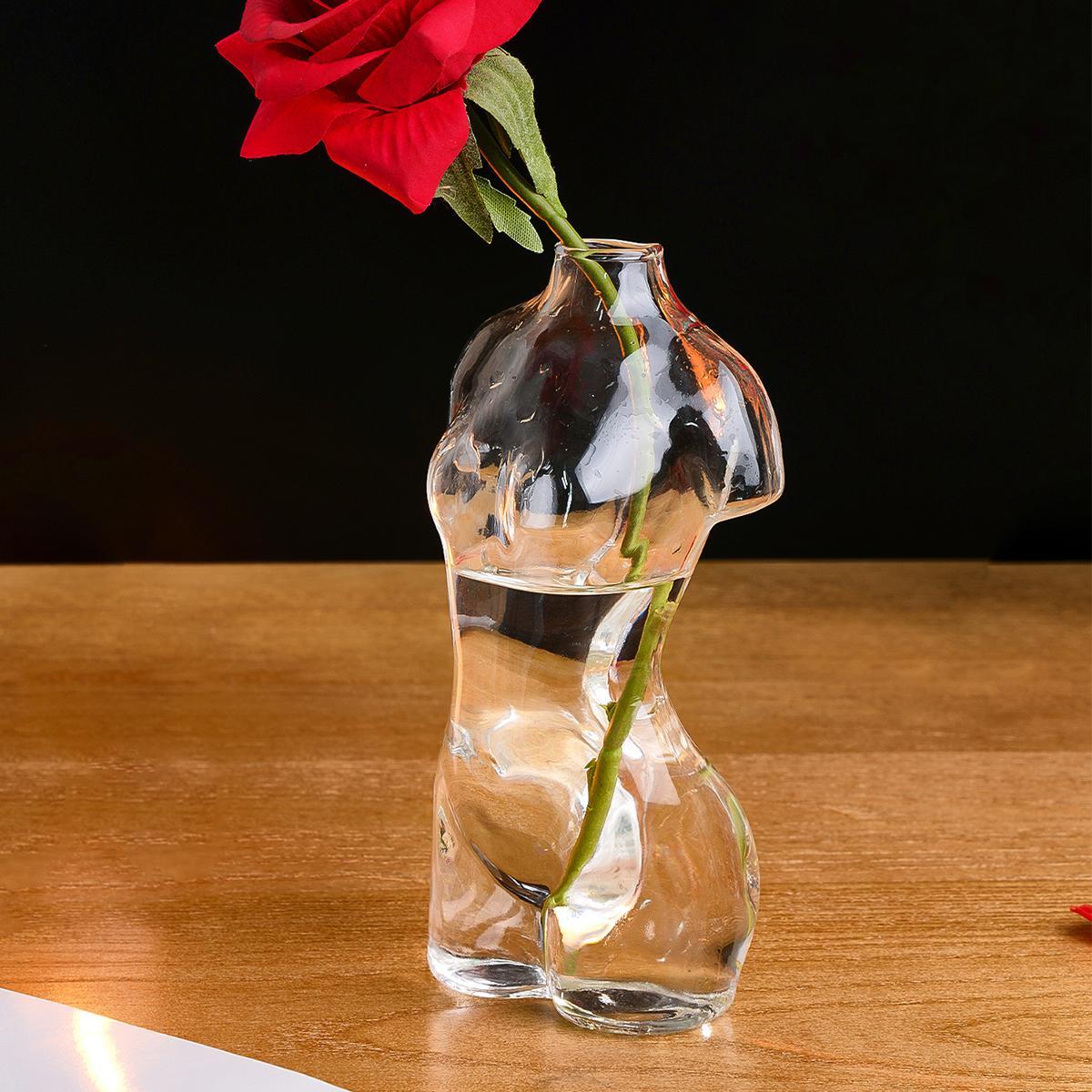 Creative Clear Model Shaped Glass Vase, 1 Piece Modern Simple Transparent Glass Vase, Spring Flower Arrangement Vase, Decorative Flower Vase for Home Office Dormitory, Home Decor, Modern Plant Vase, Home Decoration