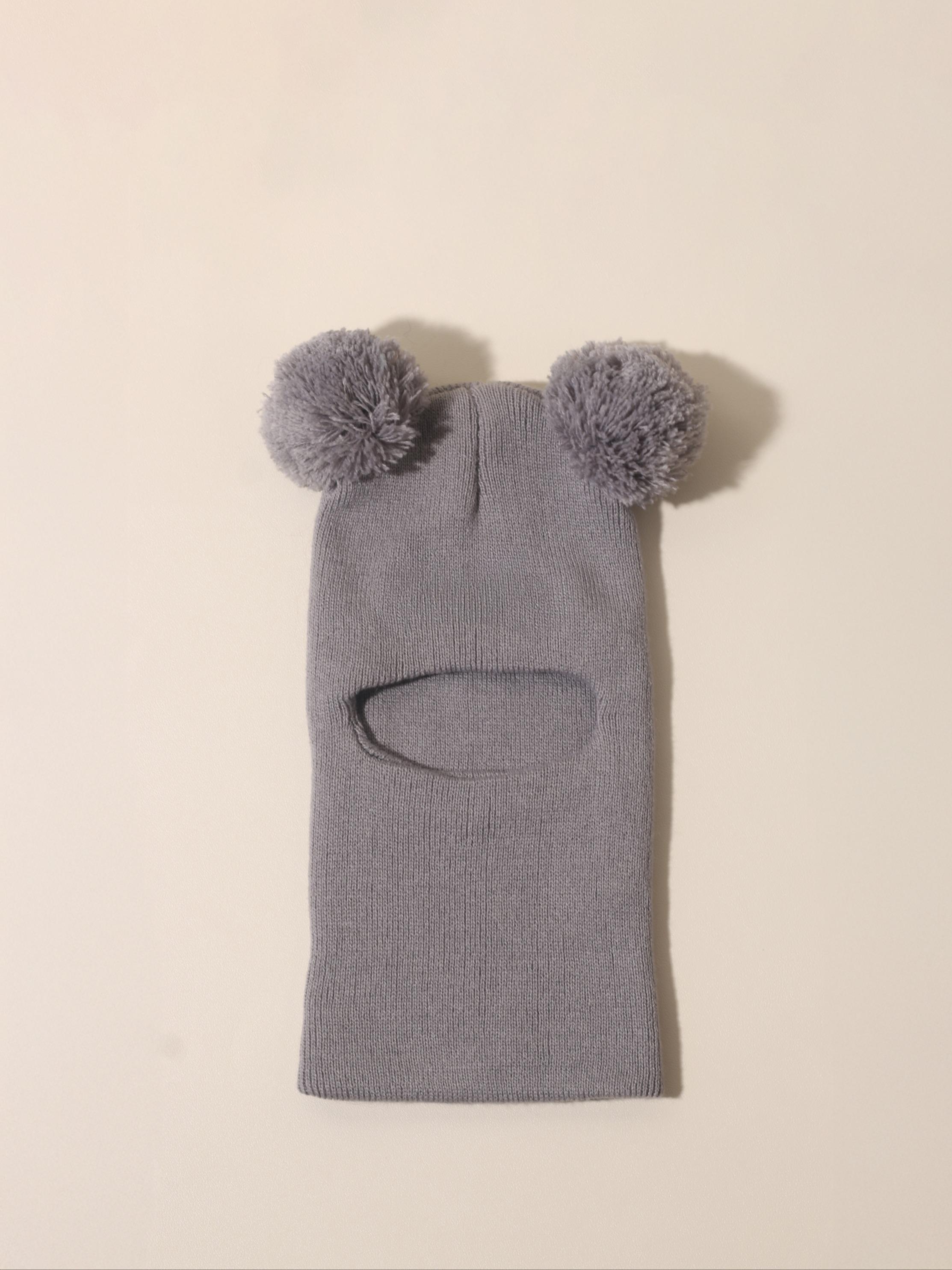 Pom Pom Knit Hat for Babies 1-3 Years Old, Warm Winter Beanie for Outdoor Use, Casual Style Daily Cap, Moderate Fabric Thickness, Winter Skull Cap