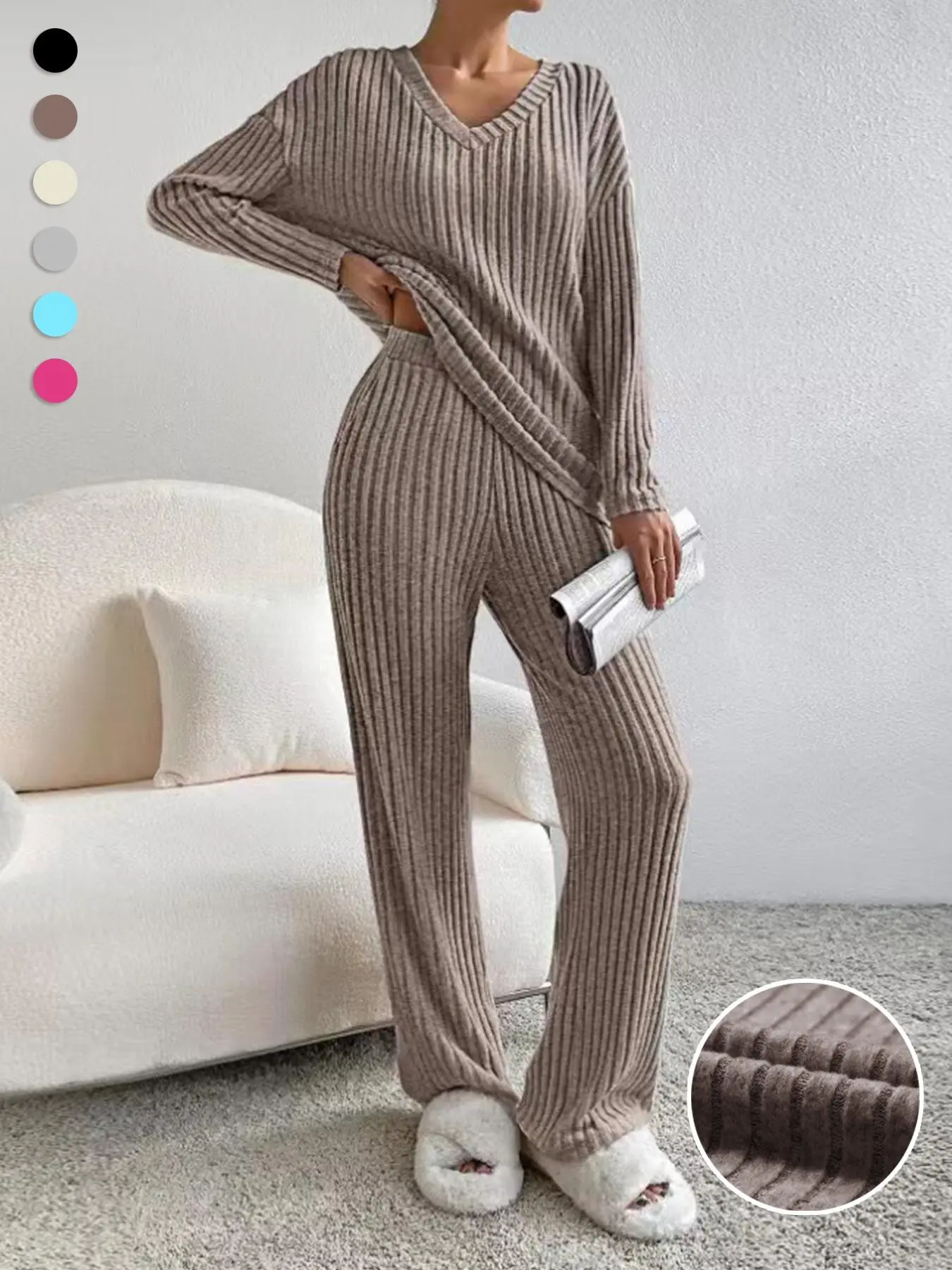 Women's Two-Piece Pajama Set, Long Sleeve Autumn Winter Casual Home Wear, Versatile Sleepwear, Comfortable and Stylish Lounge Clothing