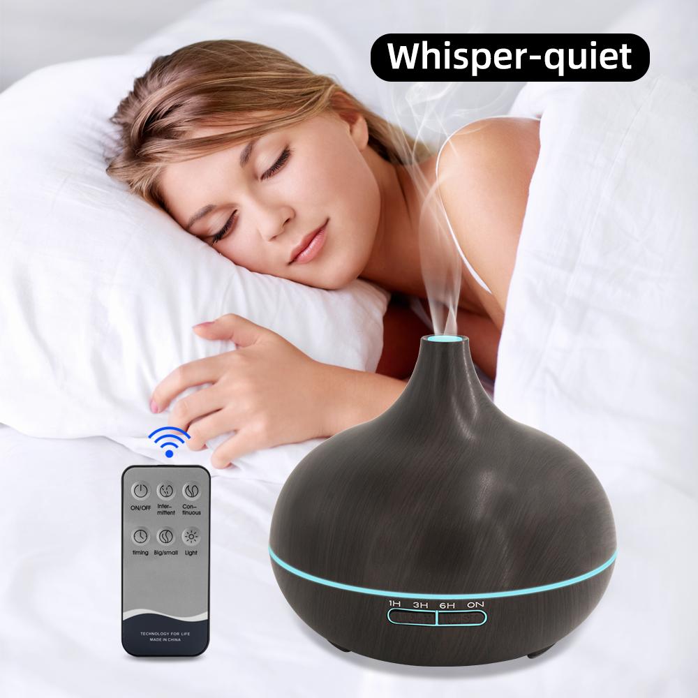550ml Aromatherapy Diffuser with 6 Essential Oils  Wood Grain Ultrasonic Humidifier, Remote Control & 7 Color LED Light  Ideal for Christmas, Birthday & Housewarming air  purifier