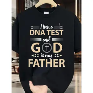 Christian Faith DNA Test & God Is My Father T-Shirt - DNA Spiral & Cross Design, Religious Gift for Church Events, Unisex Casual Wear for Men & for Man and for Man and Women Suitable for Dad, Husband, Believers - Ligh