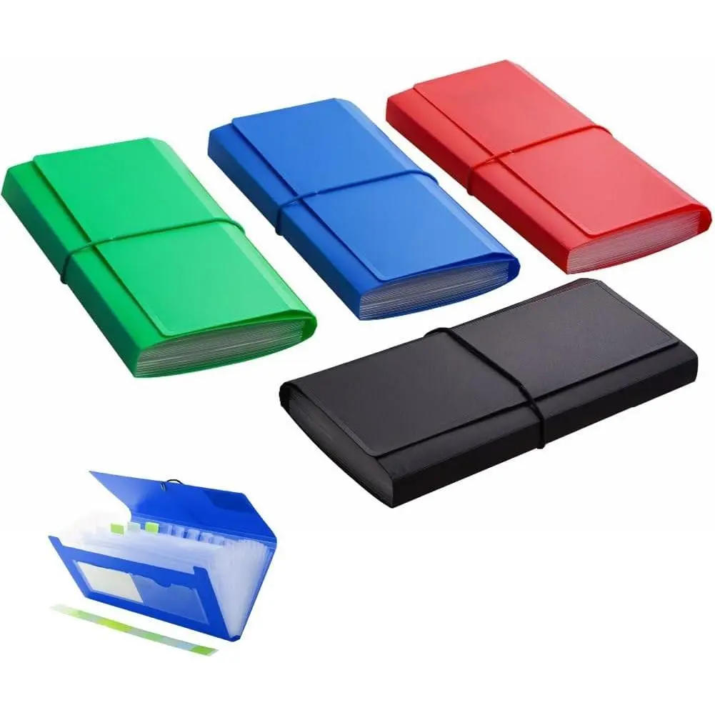 4 Pack 13 Pockets Receipt Organizer,Small Expanding File Foder for Receipts,Coupons