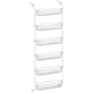 SONGMICS Over the Door Pantry Organizer, 6-Tier Kitchen Pantry Door Organizer with Adjustable Tall Baskets, Hanging Spice Rack, for Bedroom Bathroom Laundry Room, Transparent UKCS046WG01