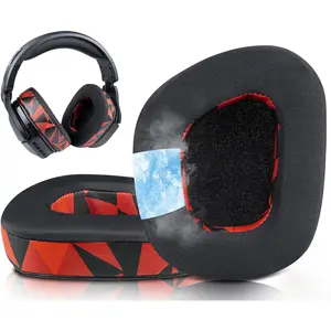 Cooling-Gel Earpads Replacement for Turtle Beach Stealth 600 Gen 2 USB/MAX, 600 Gen3 PC/PS/XB, 500 XB Wireless Headset, Ear Pad Cushions with Noise Isolation Foam - Red Storm(Gift)