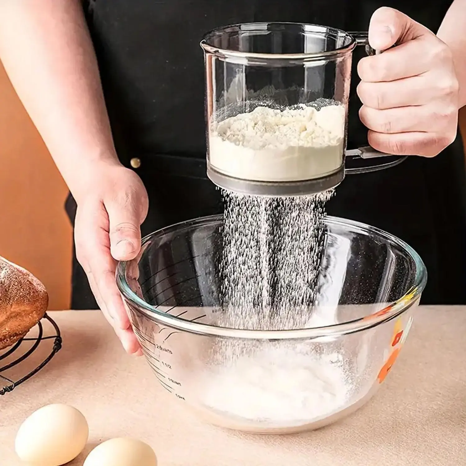 Handheld Flour Sifter, Household Plastic Flour Sifter, Baking Aid Flour Filter Sifter, Powdered Sugar Sifter, Kitchen Baking Utensils
