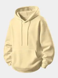 Men's Thickened Casual Solid Color Hoodie, Regular Fit Streetwear with Drawstring Pockets, Long Sleeve Hooded Sweatshirt